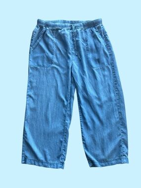 Splendid Chambray Wide Leg Pants Medium Elastic Waist Lightweight